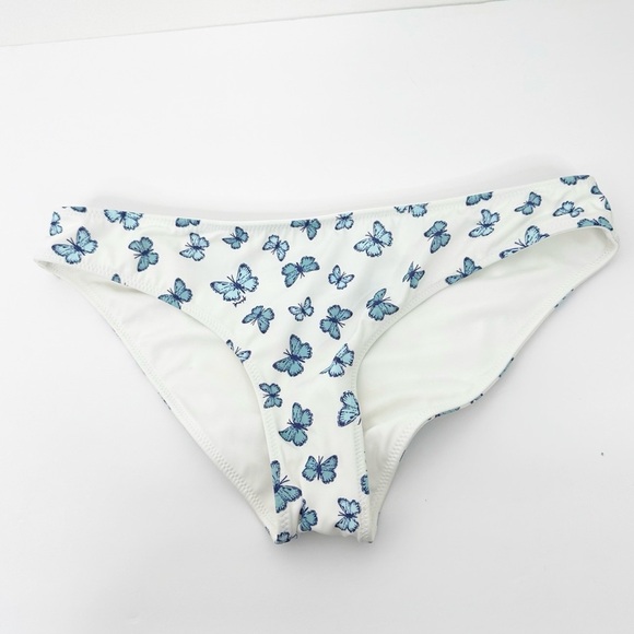 PINK VICTORIA’S SECRET | White and Blue Butterfly Print Bikini Set Sz. Medium - Picture 4 of 5